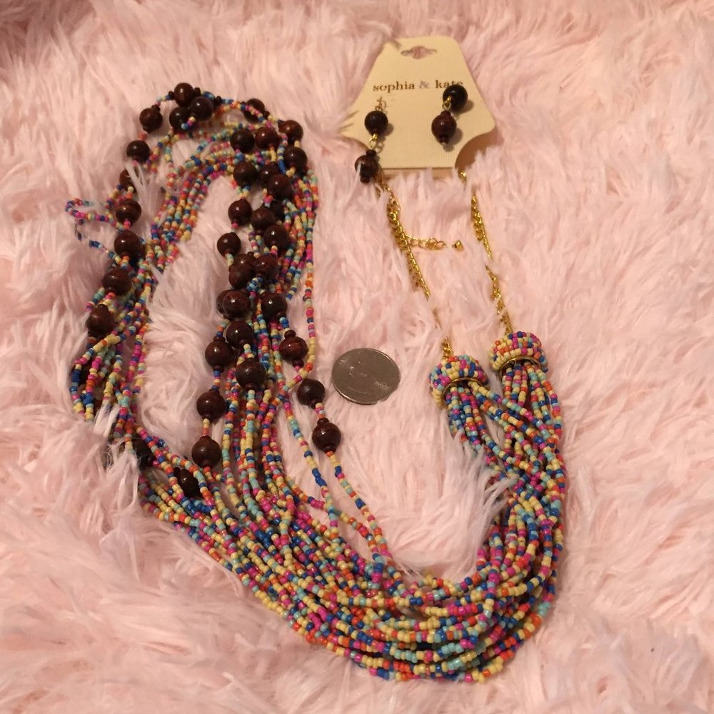 NWT Sophia & Kate Beaded Necklace & Earrings Set